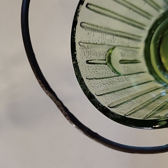 Vtg 60's Hazel Atlas Glass Company Green Glass Ashtray Toothpick Holder Bucket - Picture 5 of 6